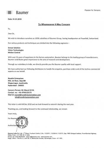 Baumer Authorization Letter