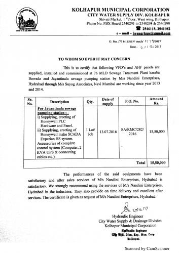 Kolhapur Municipal Corporation City Water Supply Div.Kolhapur